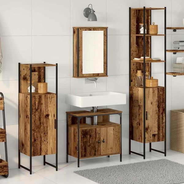 vidaXL Sada kúpeľňového nábytku 4 pcs Staré drevo Kompozitné drevo