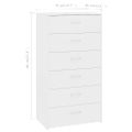 vidaXL Komoda so 6 zásuvkami, biela 50x34x96 cm, kompozitné drevo