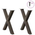 vidaXL Nohy k jedálenskému stolu v tvare X, 2 ks, prírodná oceľ, 70 x (72-73) cm, oceľ