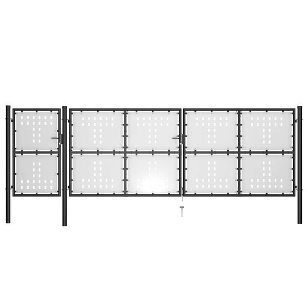 vidaXL Záhradná brána oceľová 500x150 cm čierna