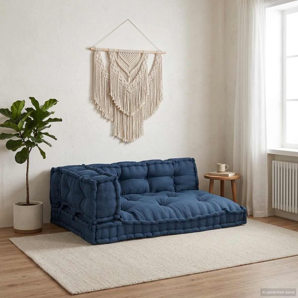 vidaXL Vankúš na paletový gauč 3 pcs Indigo 120 x 80 x 38 cm Látka