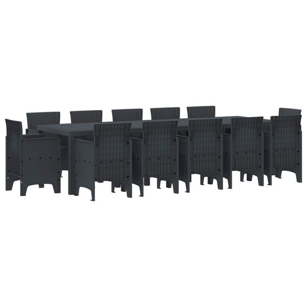 vidaXL Záhradný jedálenský set 13 pcs Antracit Plast