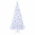 vidaXL Umelý vianočný stromček s 300 LED-i Biela 240 cm PVC a oceľ