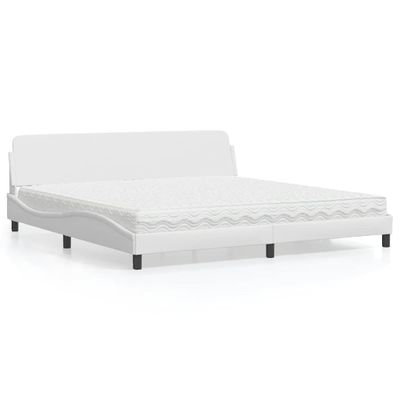 vidaXL Posteľ s matracom Dover biela 200x200 cm umelá koža
