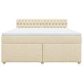 vidaXL Posteľný rám boxspring s matracom krémový 180x200 cm látka