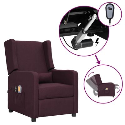 vidaXL Elektrické masážne kreslo fialové látka