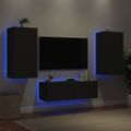 vidaXL 3-dielne TV nástenné skrinky s LED svetlami čierne