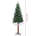 vidaXL Úzky vianočný stromček, pravé drevo a biely sneh, zelený 210 cm