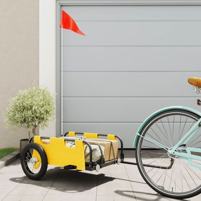 vidaXL Príves na bicykel, žltý, oxfordská látka, železo