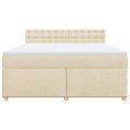vidaXL Posteľný rám boxspring s matracom krémový 180x200 cm látka