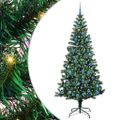 vidaXL Umelý predsvietený vianočný stromček Zelená 240 cm PVC a kov