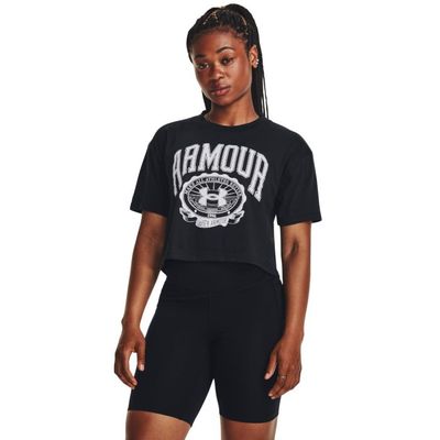 Tričko Collegiate Crest Crop SS Sivé - Under Armour