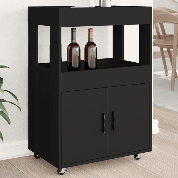 vidaXL Barový vozík čierny 60x39,5x89 cm kompozitné drevo
