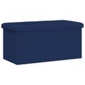 vidaXL Skladacia úložná lavička Modrá 180 kg 80 L 77 x 38 x 38 cm Ľan
