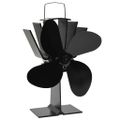 vidaXL Teplom poháňaný ventilátor na krb so 4 lopatkami čierny