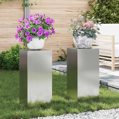 vidaXL Stojan na rastliny 2 pcs Strieborná 24 x 24 x 55 cm