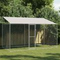 vidaXL Klietka pre psa s strechou Strieborná 400 x 200 x 256 cm