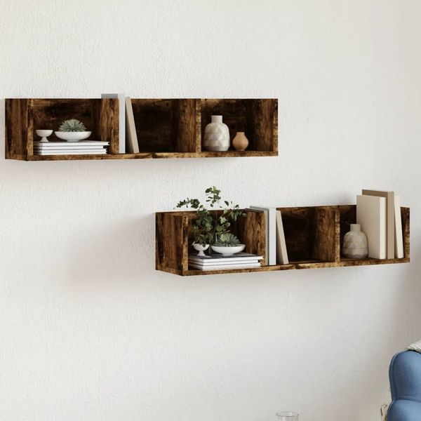 vidaXL Nástenné skrinky 2 ks dymový dub 75x18x16,5 cm kompozitné drevo