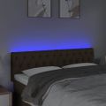 vidaXL Čelo postele s LED tmavohendé 144x7x78/88 cm látka