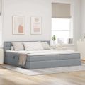 vidaXL Postel s úložným prostorem a matrací Svetlosivá 200 x 200 cm
