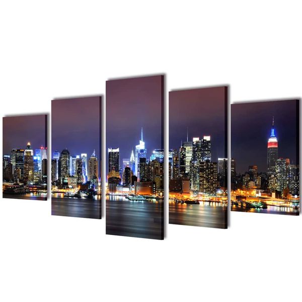 Sada obrazov na stenu, motív farebná panoráma New Yorku 200 x 100 cm