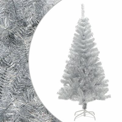 vidaXL Umelý vianočný stromček so stojanom, strieborný 120 cm, PET