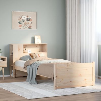 vidaXL Posteľ s knižnicou bez matraca 75x190 cm borovicový masív