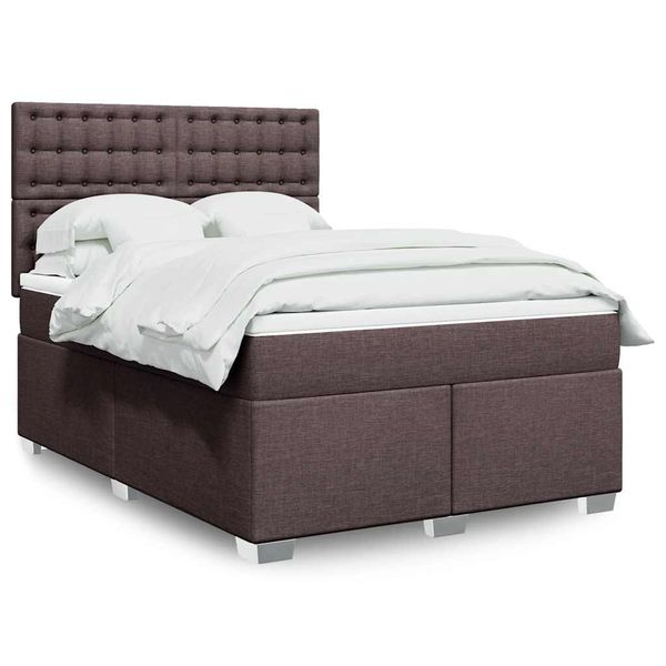 vidaXL Boxspring posteľ s matracom tmavohnedá 140x190 cm látka
