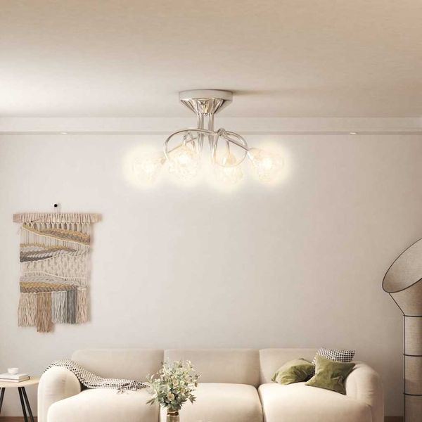 vidaXL Stropná lampa so sklenými tienidlami na 4 LED žiarovky G9