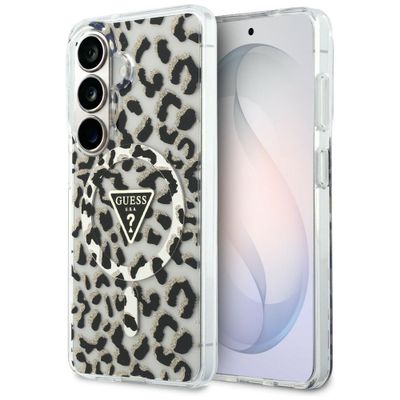 Puzdro Guess IML Leopard Print Triangle MagSafe pre Samsung Galaxy S26 čierna