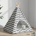 vidaXL Psí teepee s vankúšom Biela a šedá 50 x 50 x 60 cm Polyester
