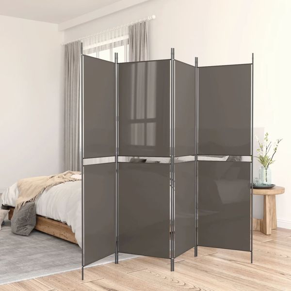 vidaXL 5-panelový paraván antracitový 250x220 cm látkový