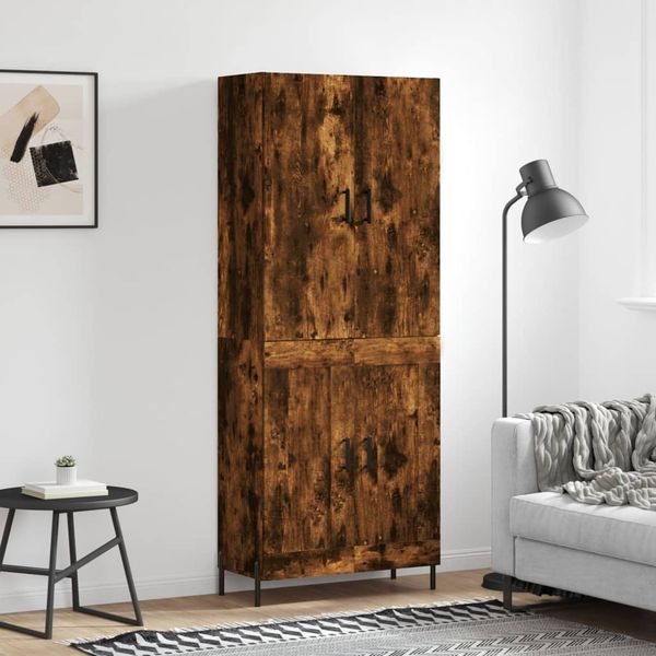 vidaXL Vysoká skrinka dymový dub 69,5x34x180 cm spracované drevo