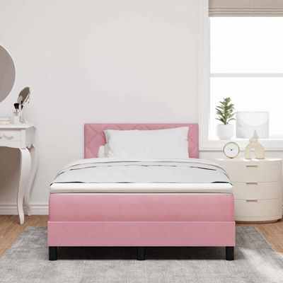 vidaXL LED box s pružinami s čelnou doskou Ružová 120 x 190 cm Zamat