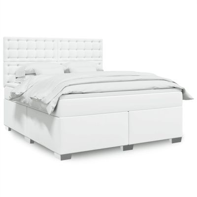 vidaXL Boxspring posteľ s matracom biela 180x200 cm umelá koža