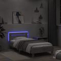 vidaXL Posteľný rám s čelom a LED svetlami betónovo sivý 100x200 cm