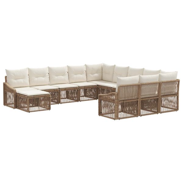 vidaXL Súprava záhradných pohoviek 12 pcs Béžová polyratan
