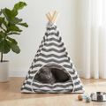 vidaXL Psí teepee s vankúšom Biela a šedá 40 x 40 x 50 cm Polyester