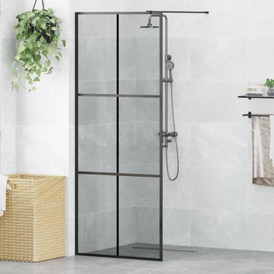 vidaXL Stena walk-in sprchy Čierna 80 x 195 cm tvrdené sklo