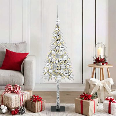 vidaXL Vianočný stromček s 150 LED-i Biela 120 cm PE a oceľ