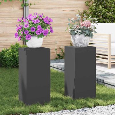 vidaXL Stojan na rastliny 2 pcs Čierna 24 x 24 x 55 cm Oceľ