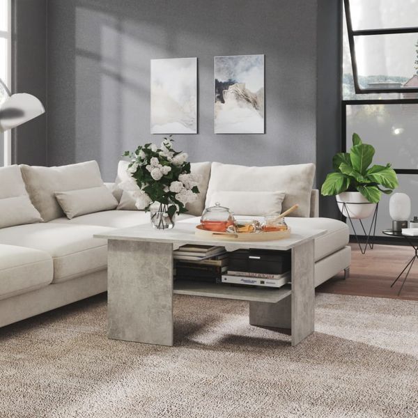 vidaXL Konferenčný stolík betónový sivý 90x60x46,5 cm drevotrieska