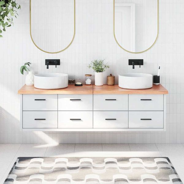 vidaXL Kúpeľňová doska bledohnedá 180x40x(2-4) cm ošetrený masív