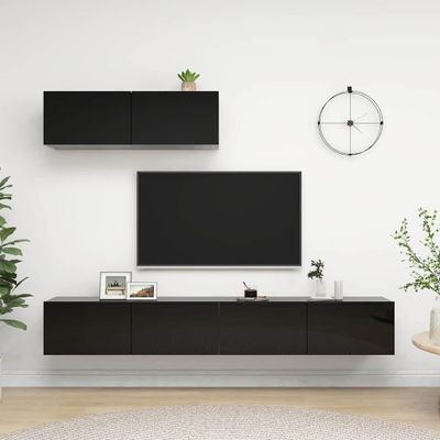 vidaXL 3-dielna súprava TV skriniek lesklá čierna drevotrieska
