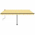 vidaXL Voľne stojaca ručne zaťahovacia markíza 450x350 cm, žlto biela