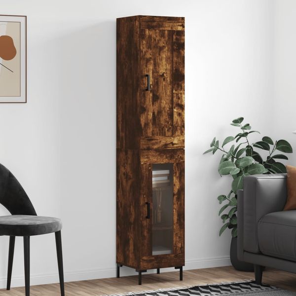 vidaXL Vysoká skrinka dymový dub 34,5x34x180 cm spracované drevo