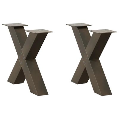 vidaXL Nohy konferenčného stolíka v tvare X, 2 ks, prírodná oceľ, 50 x (42-43) cm, oceľ