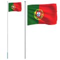 vidaXL Vlajka Portugalska a tyč 6,08 m hliník