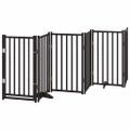 vidaXL Brána pre psa dvere sklad. 9-panel. čierna 450cm topoľové drevo