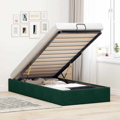vidaXL Osmanský rám postele bez matraca tmavozelená 80x200 cm zamat